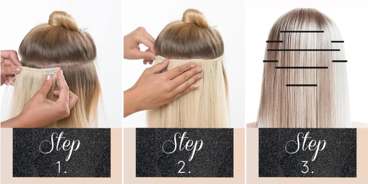 How to put in clip-in human hair extensions 24